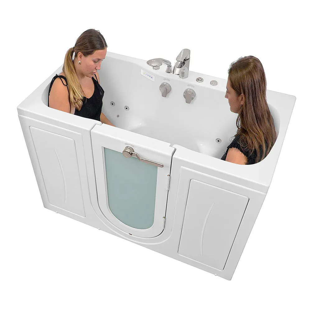 Ella Tub4Two 32"x60" Hydro   Air Massage w/ Independent Foot Massage Acrylic Two Seat Walk in Tub, Right Outswing Door, 2 Piece Fast Fill Faucet, 2" Dual Drains