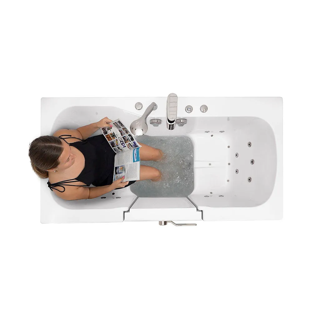 Ella Tub4Two 32"x60" Hydro   Air Massage w/ Independent Foot Massage Acrylic Two Seat Walk in Tub, Right Outswing Door, 2 Piece Fast Fill Faucet, 2" Dual Drains
