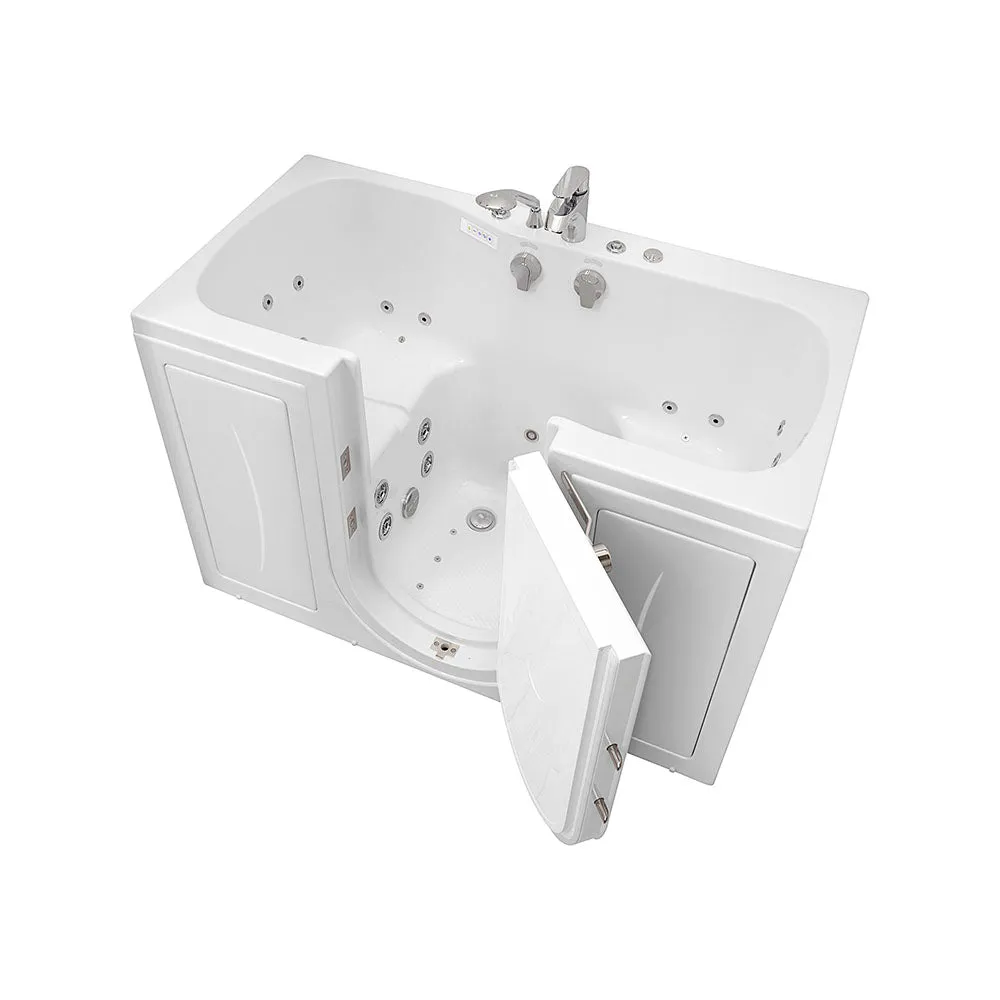 Ella Tub4Two 32"x60" Hydro   Air Massage w/ Independent Foot Massage Acrylic Two Seat Walk in Tub, Right Outswing Door, 2 Piece Fast Fill Faucet, 2" Dual Drains