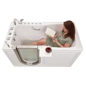 Ella Ultimate 30"x60" Acrylic Air and Hydro Massage   Independent Foot Massage Walk-In-Bathtub, Left Inward Swing Door, 5 Piece Fast Fill Faucet, 2" Dual Drain
