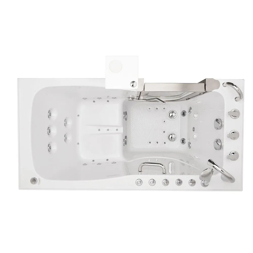 Ella Ultimate 30"x60" Acrylic Air and Hydro Massage   Independent Foot Massage Walk-In-Bathtub, Left Inward Swing Door, 5 Piece Fast Fill Faucet, 2" Dual Drain