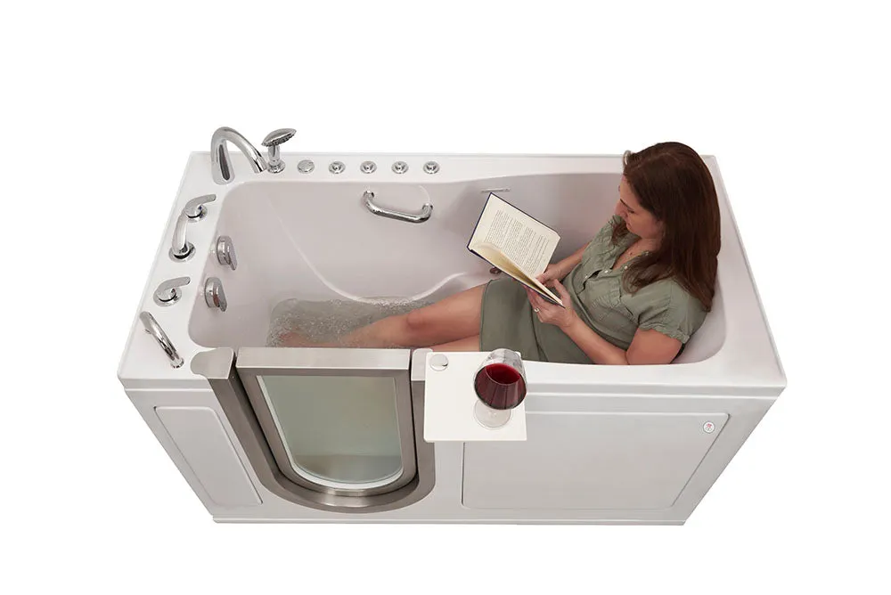 Ella Ultimate 30"x60" Acrylic Air and Hydro Massage   Independent Foot Massage Walk-In-Bathtub, Left Inward Swing Door, 5 Piece Fast Fill Faucet, 2" Dual Drain
