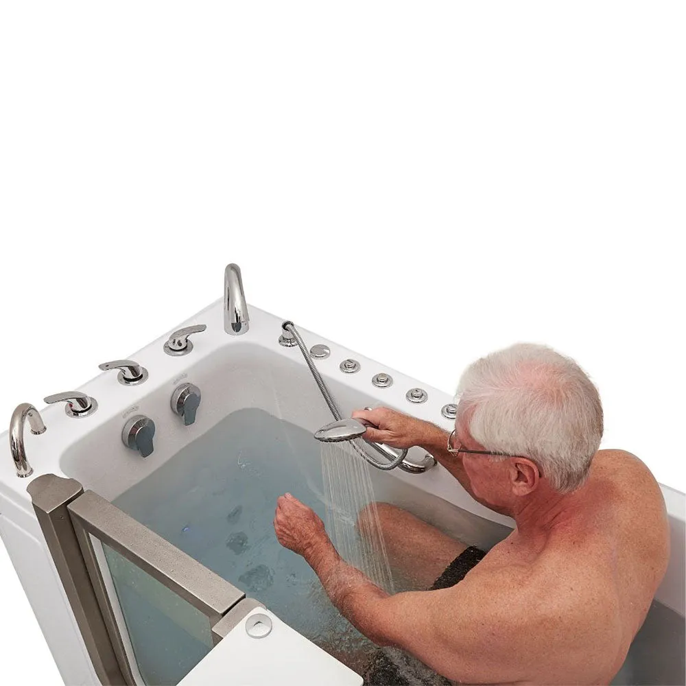 Ella Ultimate 30"x60" Acrylic Air and Hydro Massage   Independent Foot Massage Walk-In-Bathtub, Left Inward Swing Door, 5 Piece Fast Fill Faucet, 2" Dual Drain