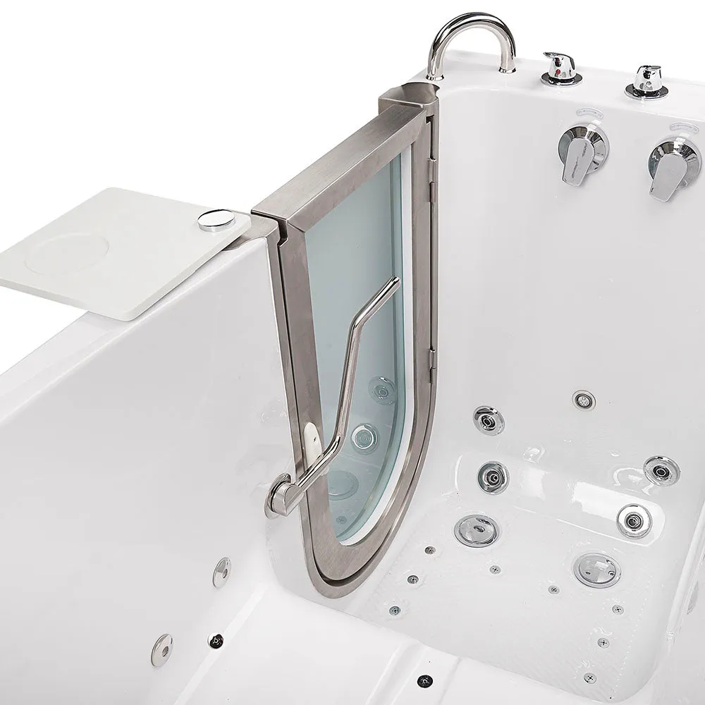Ella Ultimate 30"x60" Acrylic Air and Hydro Massage   Independent Foot Massage Walk-In-Bathtub, Left Inward Swing Door, 5 Piece Fast Fill Faucet, 2" Dual Drain