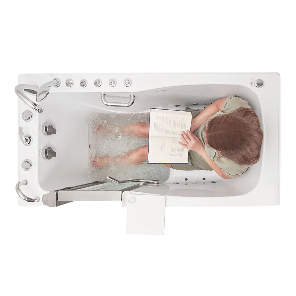 Ella Ultimate 30"x60" Acrylic Air and Hydro Massage   Independent Foot Massage Walk-In-Bathtub, Left Inward Swing Door, 5 Piece Fast Fill Faucet, 2" Dual Drain