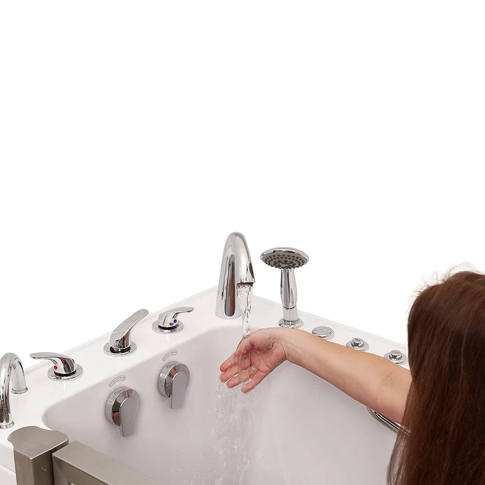 Ella Ultimate 30"x60" Acrylic Air and Hydro Massage   Independent Foot Massage Walk-In-Bathtub, Left Inward Swing Door, 5 Piece Fast Fill Faucet, 2" Dual Drain
