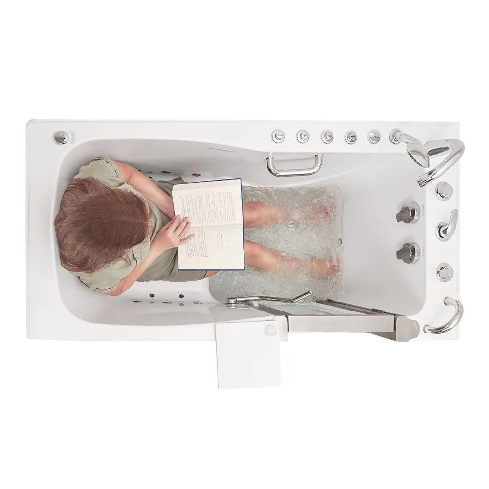 Ella Ultimate 30"x60" Acrylic Air and Hydro Massage   Independent Foot Massage Walk-In-Bathtub, Right Inward Swing Door, 5 Piece Fast Fill Faucet, 2" Dual Drain