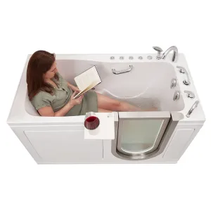Ella Ultimate 30"x60" Acrylic Air and Hydro Massage   Independent Foot Massage Walk-In-Bathtub, Right Inward Swing Door, 5 Piece Fast Fill Faucet, 2" Dual Drain