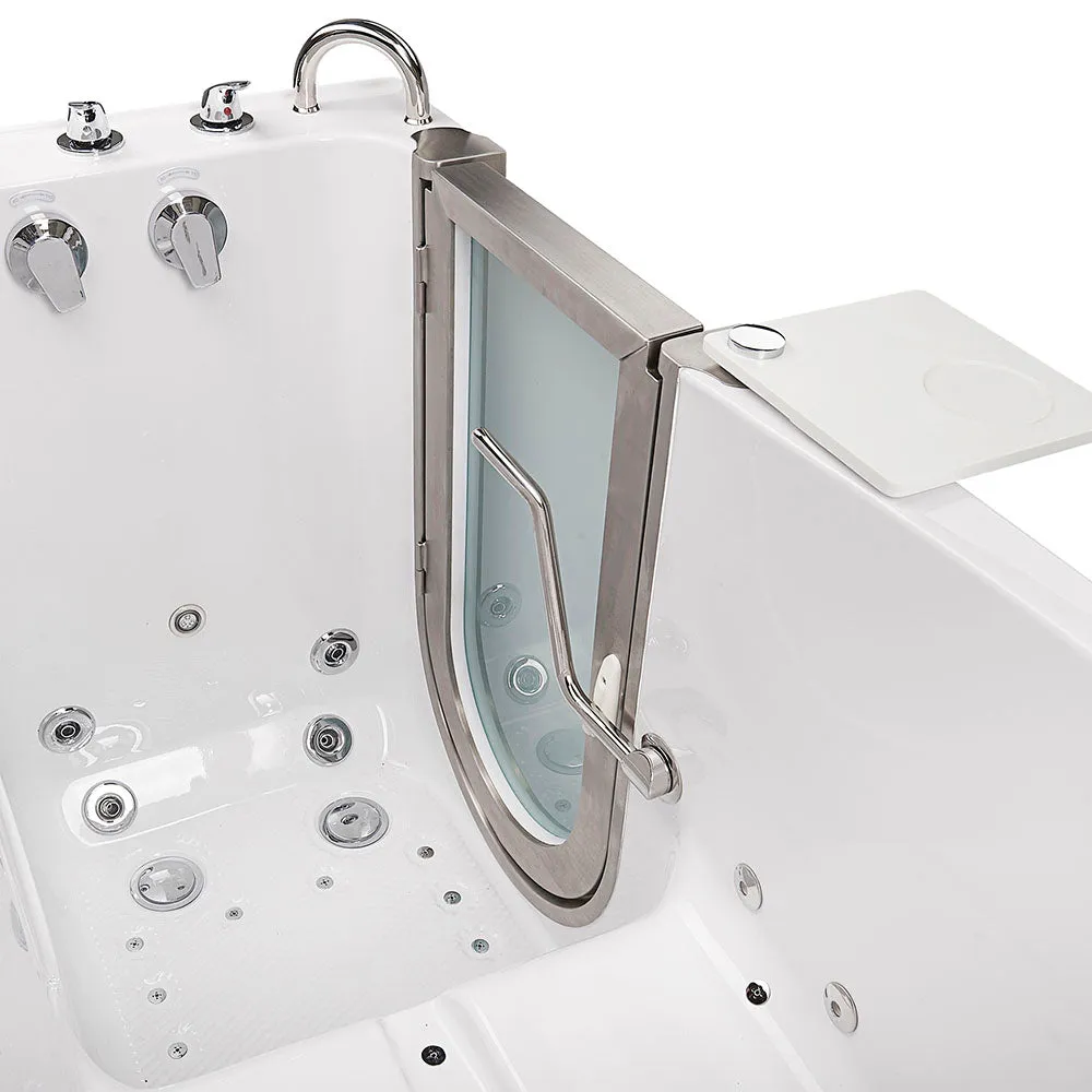 Ella Ultimate 30"x60" Acrylic Air and Hydro Massage   Independent Foot Massage Walk-In-Bathtub, Right Inward Swing Door, 5 Piece Fast Fill Faucet, 2" Dual Drain