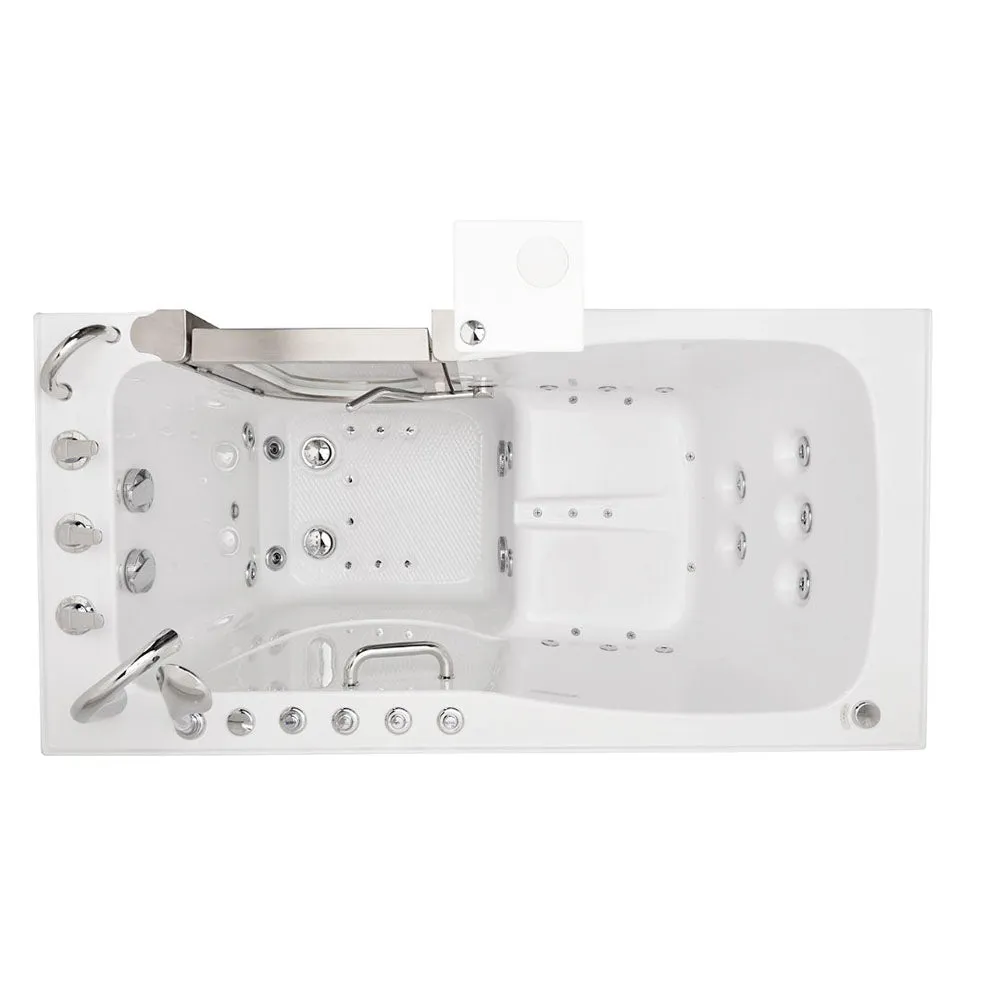 Ella Ultimate 30"x60" Acrylic Air and Hydro Massage   Independent Foot Massage Walk-In-Bathtub, Right Inward Swing Door, 5 Piece Fast Fill Faucet, 2" Dual Drain