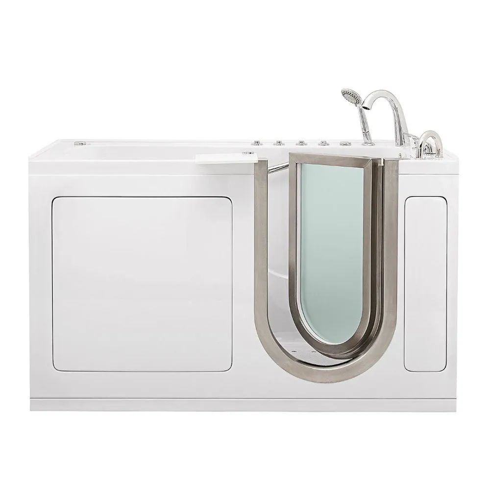 Ella Ultimate 30"x60" Acrylic Air and Hydro Massage   Independent Foot Massage Walk-In-Bathtub, Right Inward Swing Door, 5 Piece Fast Fill Faucet, 2" Dual Drain