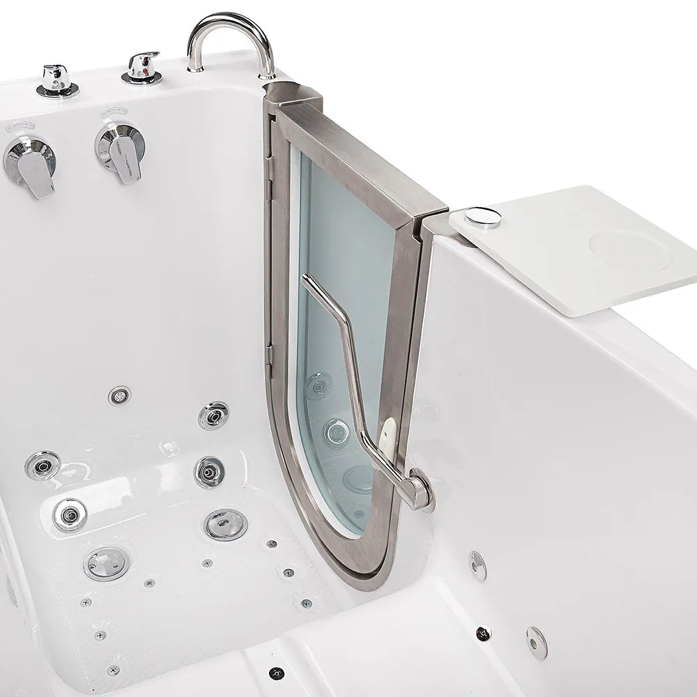 Ella Ultimate 30"x60" Acrylic Air and Hydro Massage   Independent Foot Massage Walk-In-Bathtub, Right Inward Swing Door, 5 Piece Fast Fill Faucet, 2" Dual Drain