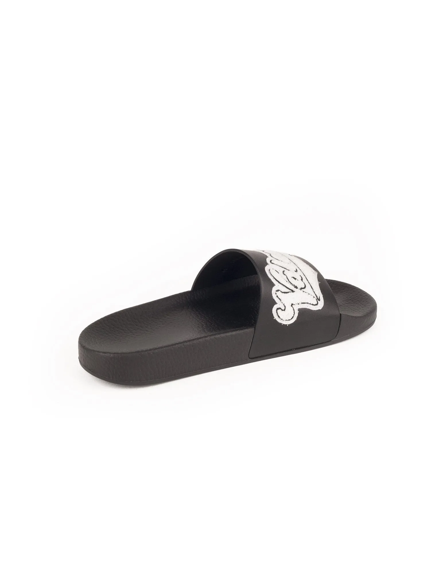 Embroidered Logo Applique Slides - Black