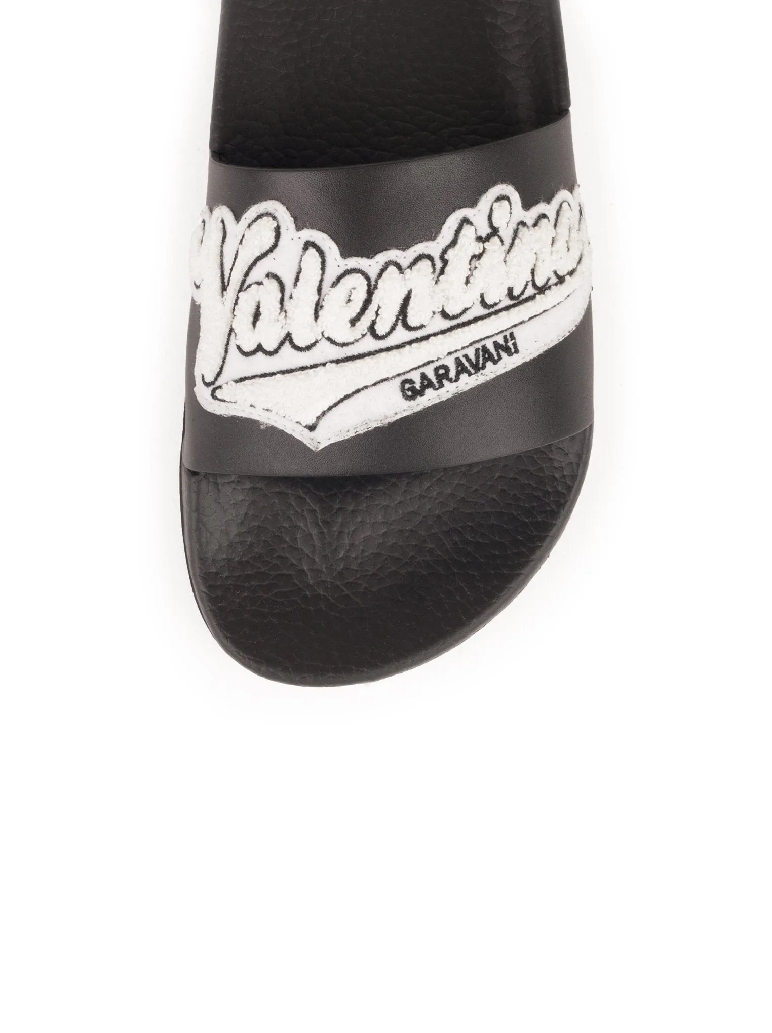 Embroidered Logo Applique Slides - Black