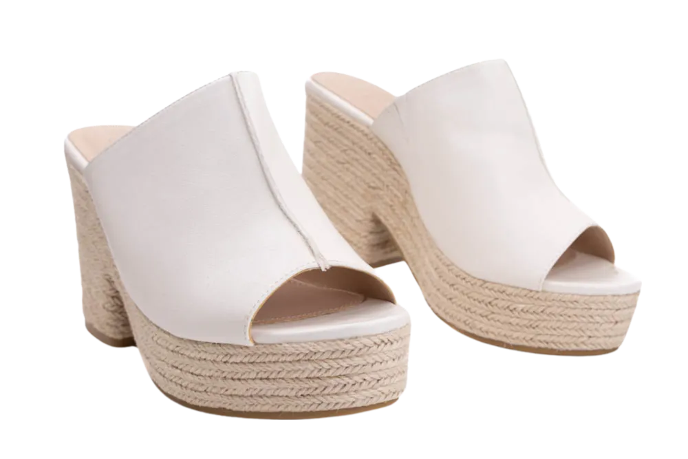 Espadrille Platform Wedges - White