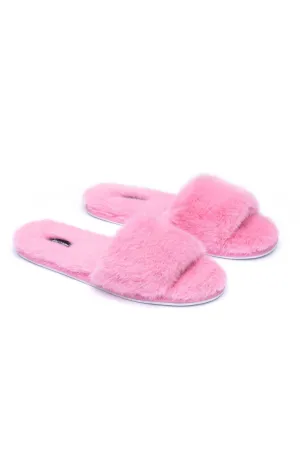 Esther Fur Slides - Rose