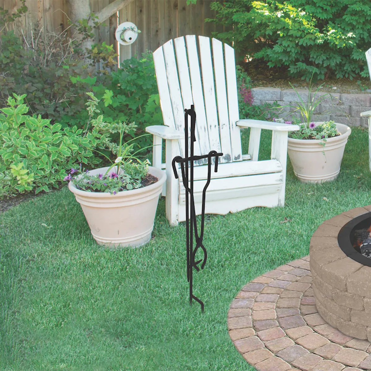Fire Poker and Tong Stand Set