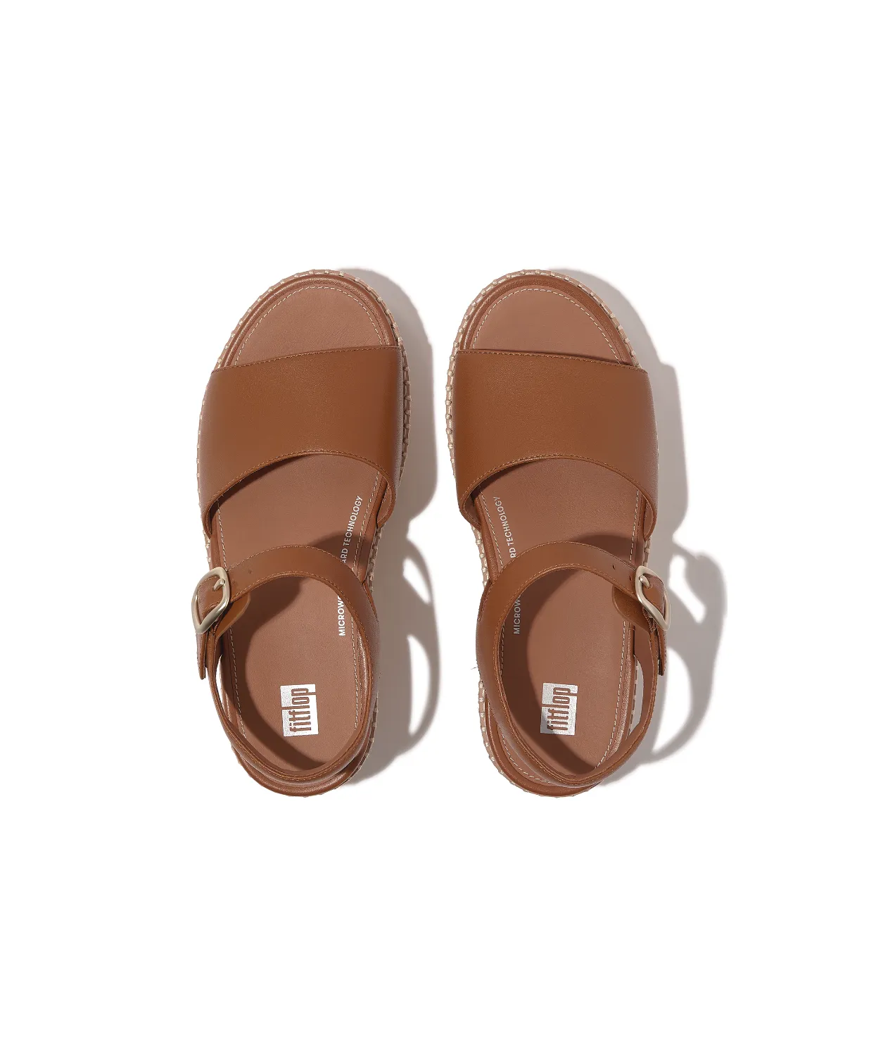 Fitflop Eloise Espadrille Leather Back Strap Wedge Sandals Light Tan