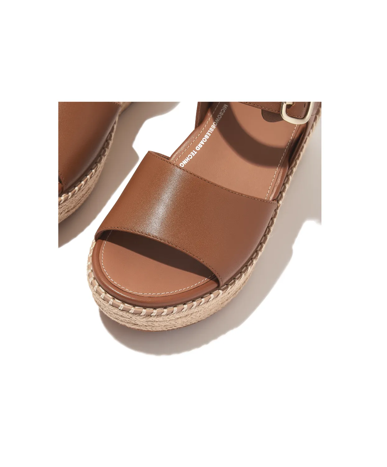 Fitflop Eloise Espadrille Leather Back Strap Wedge Sandals Light Tan