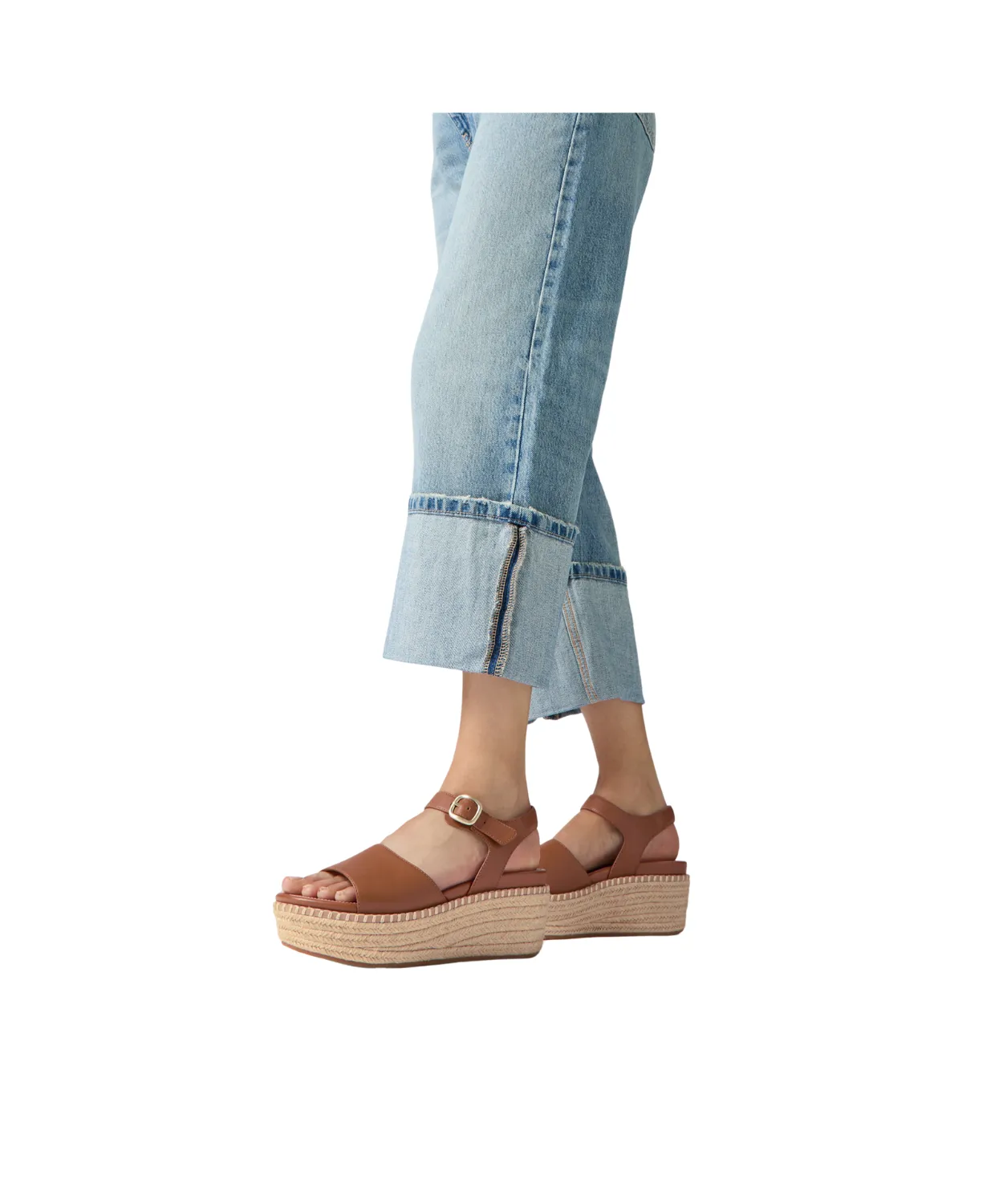 Fitflop Eloise Espadrille Leather Back Strap Wedge Sandals Light Tan