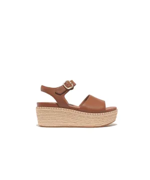 Fitflop Eloise Espadrille Leather Back Strap Wedge Sandals Light Tan