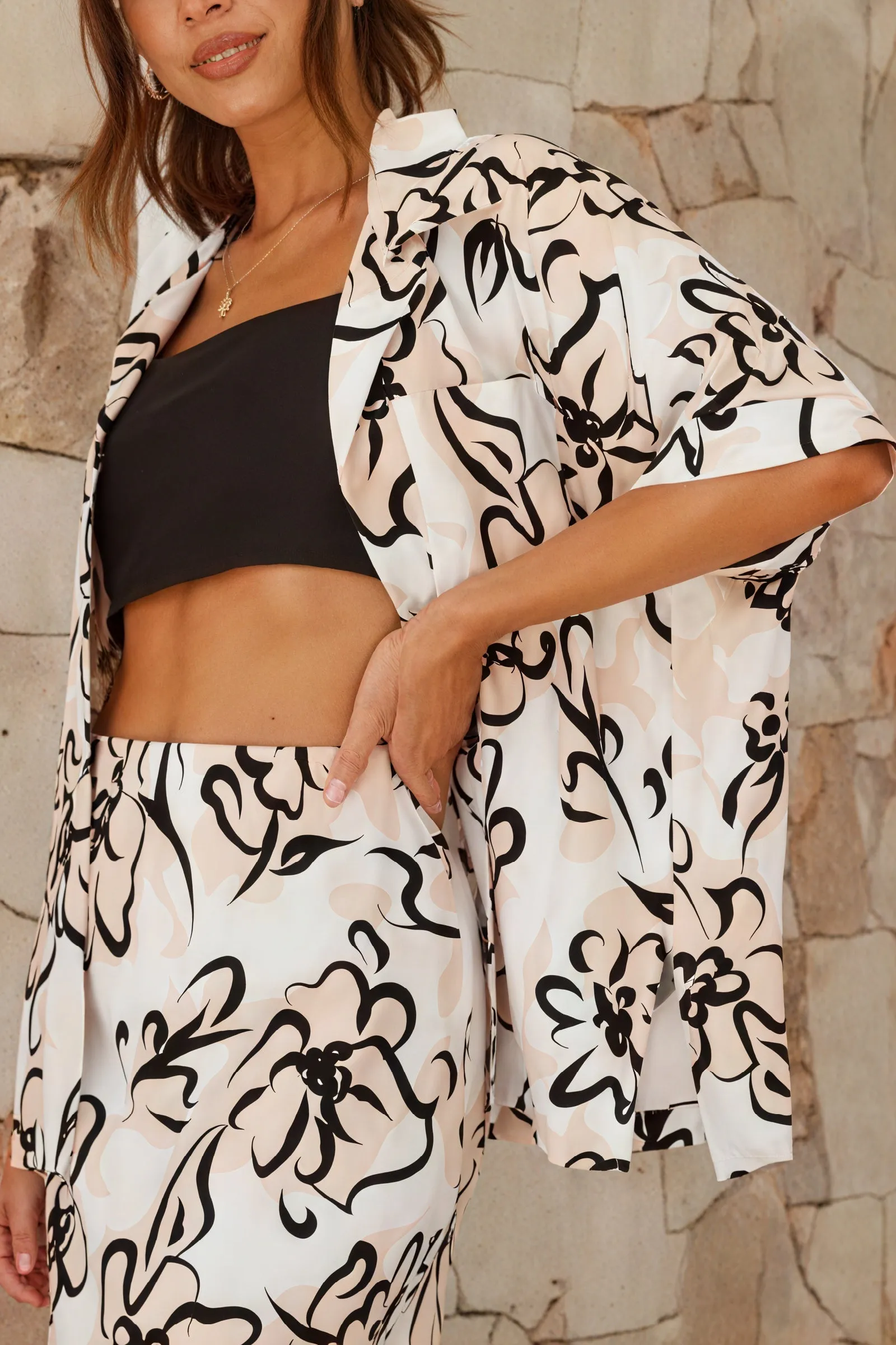 Floral Print Blazer & Skirt Set