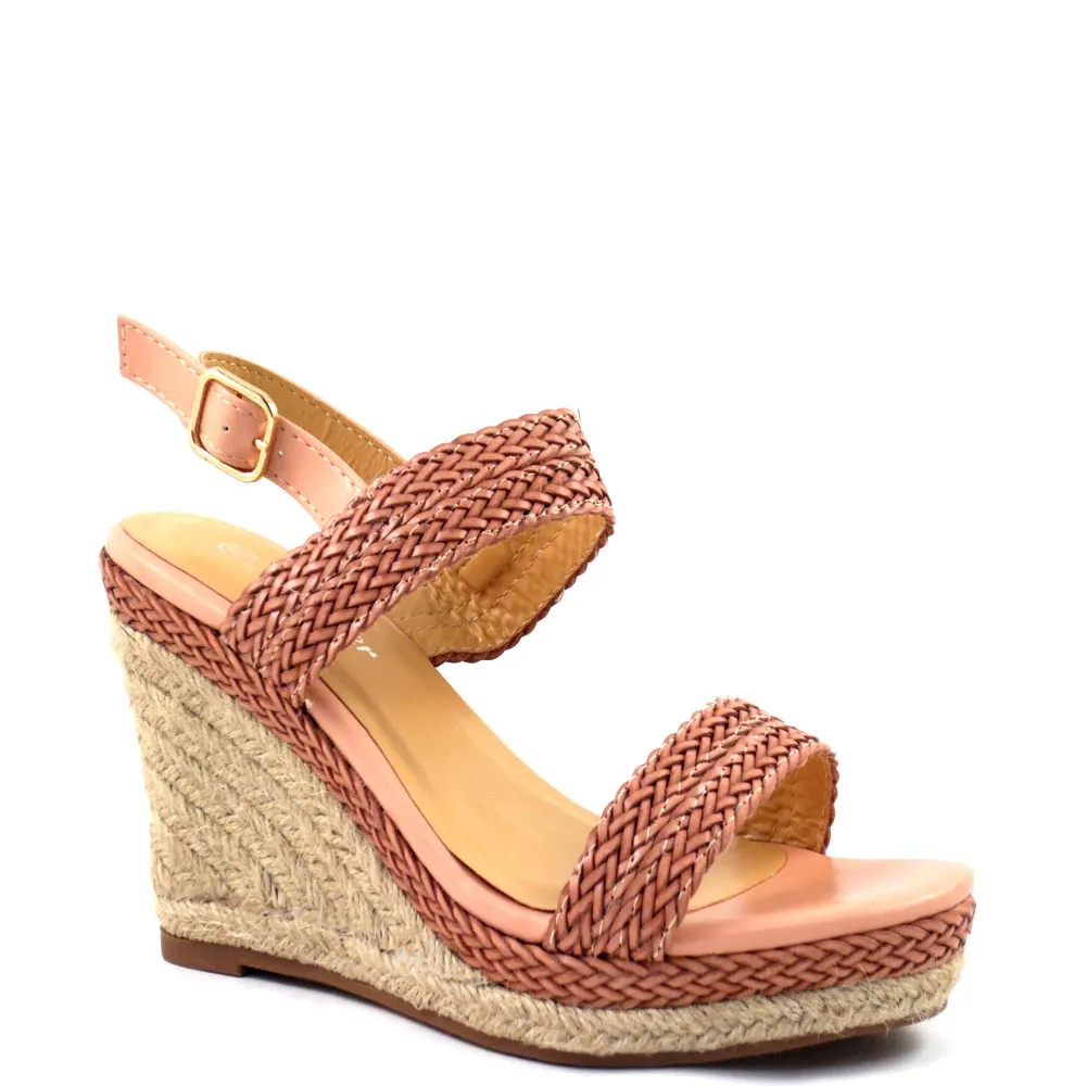 Forever Braided Open Toe Ankle Strap Low Espadrille Rope Wedges - Sofia 68