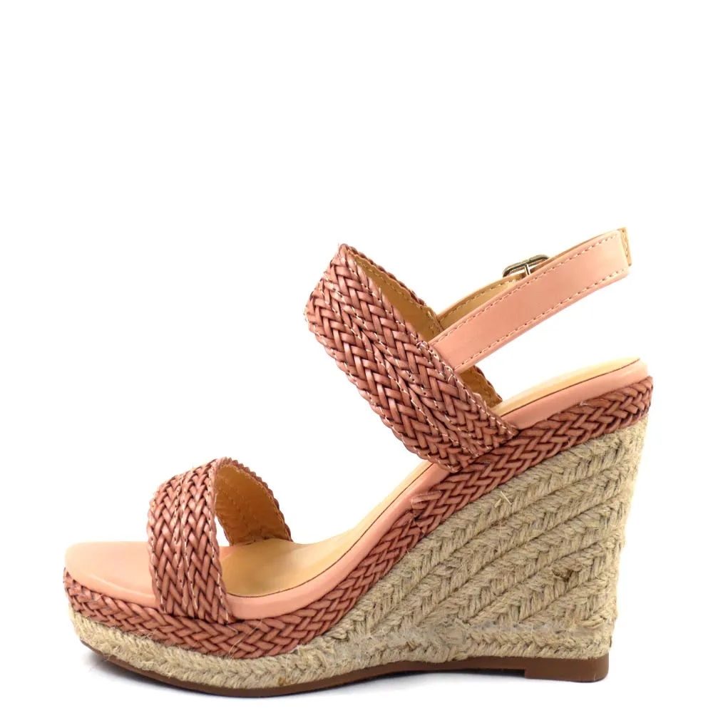 Forever Braided Open Toe Ankle Strap Low Espadrille Rope Wedges - Sofia 68