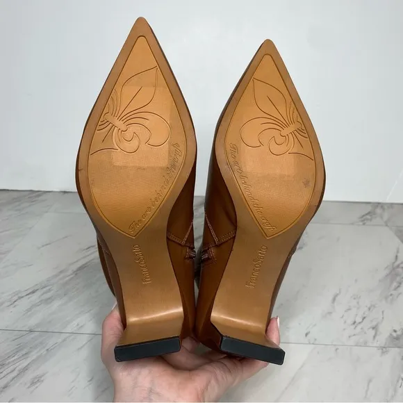 Franco Sarto Avana Brown Faux Leather Pointy Toe Heeled Bootie 9M