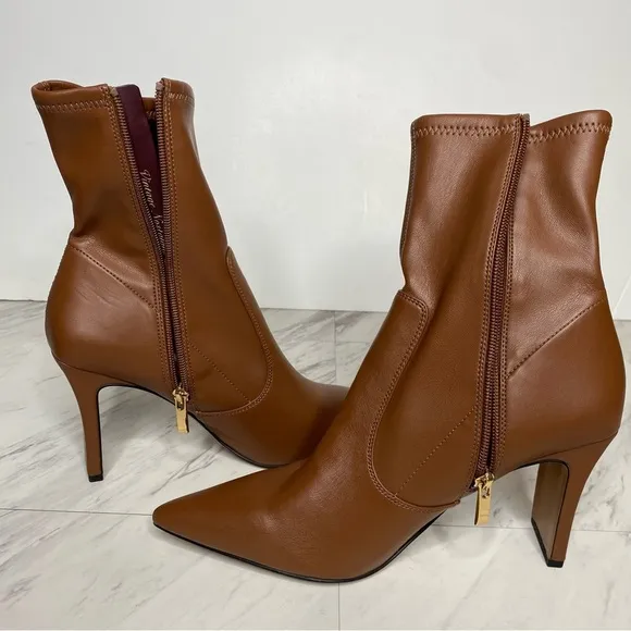 Franco Sarto Avana Brown Faux Leather Pointy Toe Heeled Bootie 9M