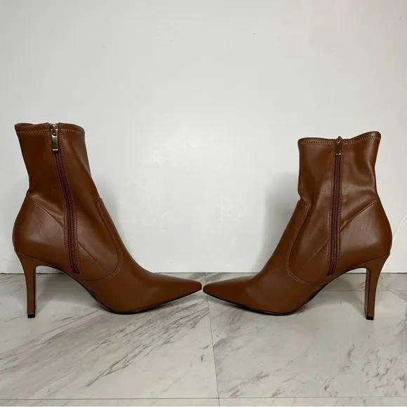 Franco Sarto Avana Brown Faux Leather Pointy Toe Heeled Bootie 9M
