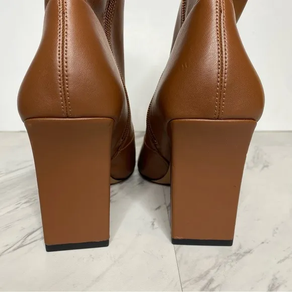Franco Sarto Avana Brown Faux Leather Pointy Toe Heeled Bootie 9M