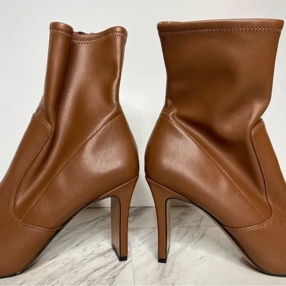 Franco Sarto Avana Brown Faux Leather Pointy Toe Heeled Bootie 9M