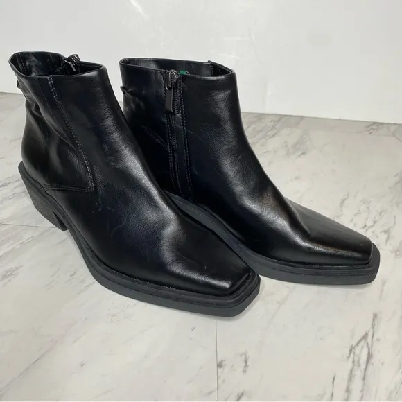 Franco Sarto Forta Black Square Toe Heel Bootie 6M