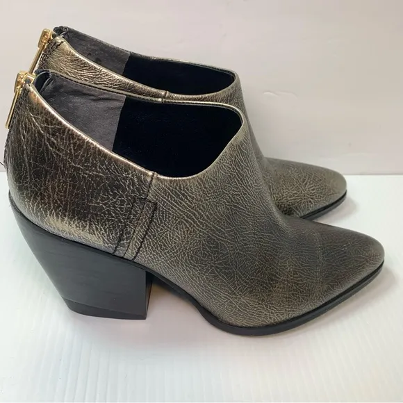 Franco Sarto leather booties, gold,  with zipper in the back, size 8.5