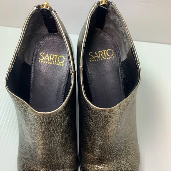 Franco Sarto leather booties, gold,  with zipper in the back, size 8.5