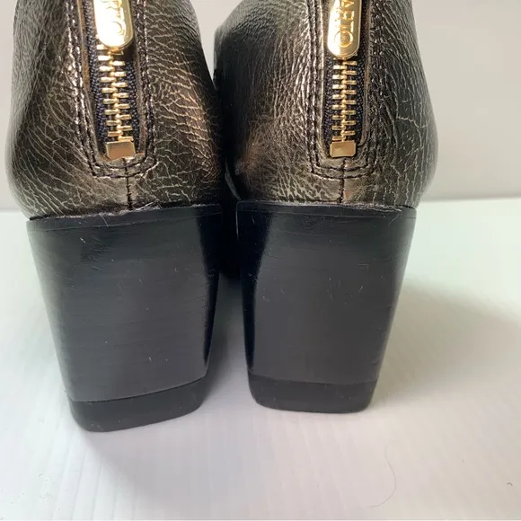 Franco Sarto leather booties, gold,  with zipper in the back, size 8.5