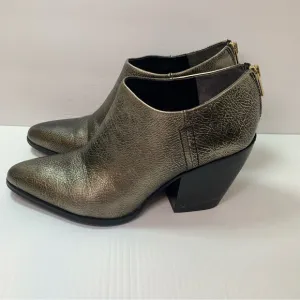 Franco Sarto leather booties, gold,  with zipper in the back, size 8.5
