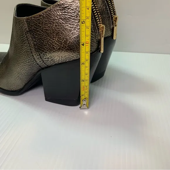 Franco Sarto leather booties, gold,  with zipper in the back, size 8.5