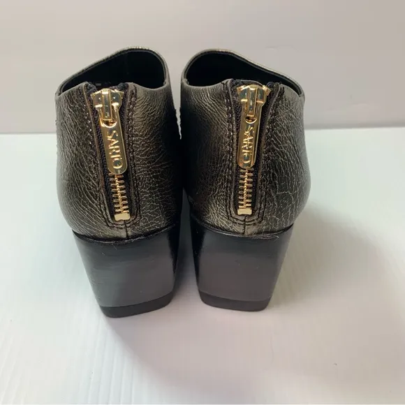 Franco Sarto leather booties, gold,  with zipper in the back, size 8.5