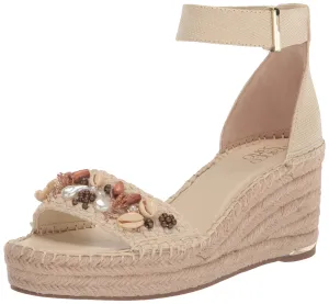 Franco Sarto Womens Clemens Jute Wrapped Espadrille Wedge Sandals Beige Shell 8M