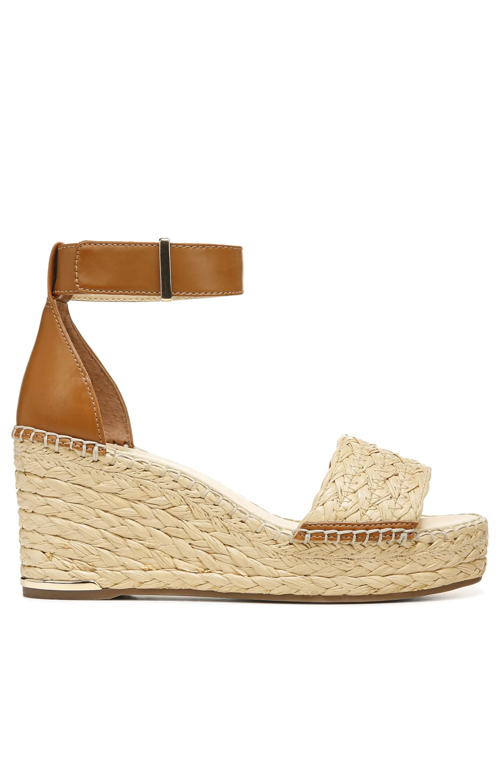 Franco Sarto Womens Clemens Raffia Espadrille Wedge Sandals Natural Raffia/Brown 7M