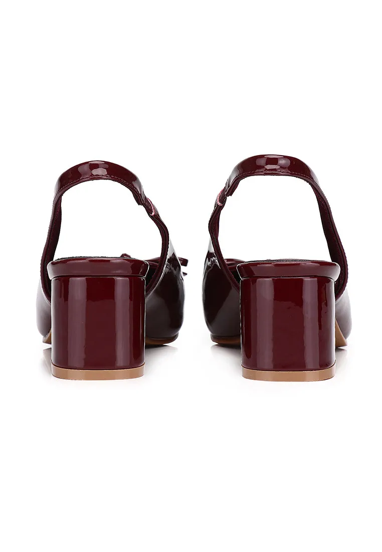 Freya Slingback Pumps With Bow (Maroon)