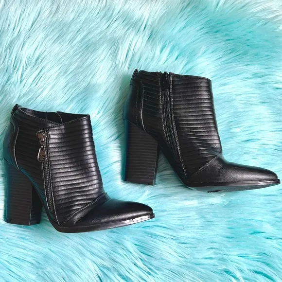 G BY GUESS Moto Biker Block Heel Booties Womens 6.5