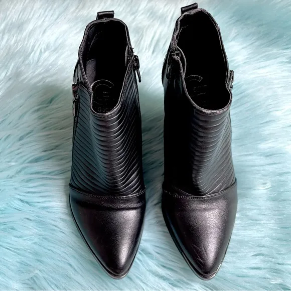 G BY GUESS Moto Biker Block Heel Booties Womens 6.5