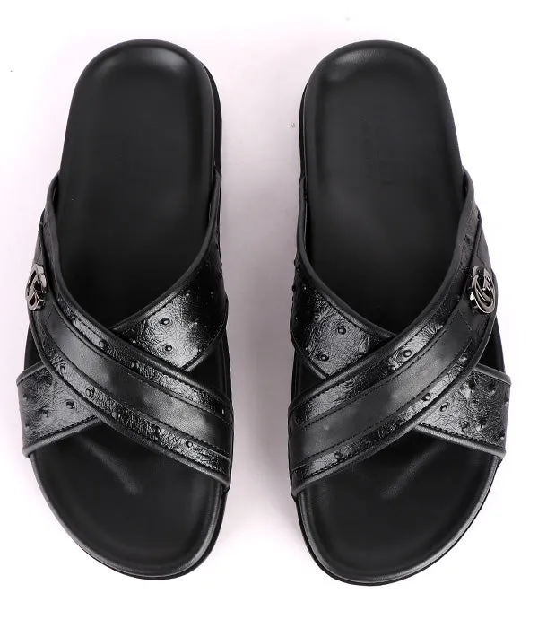 GG Logo Crisscross Slippers|Black