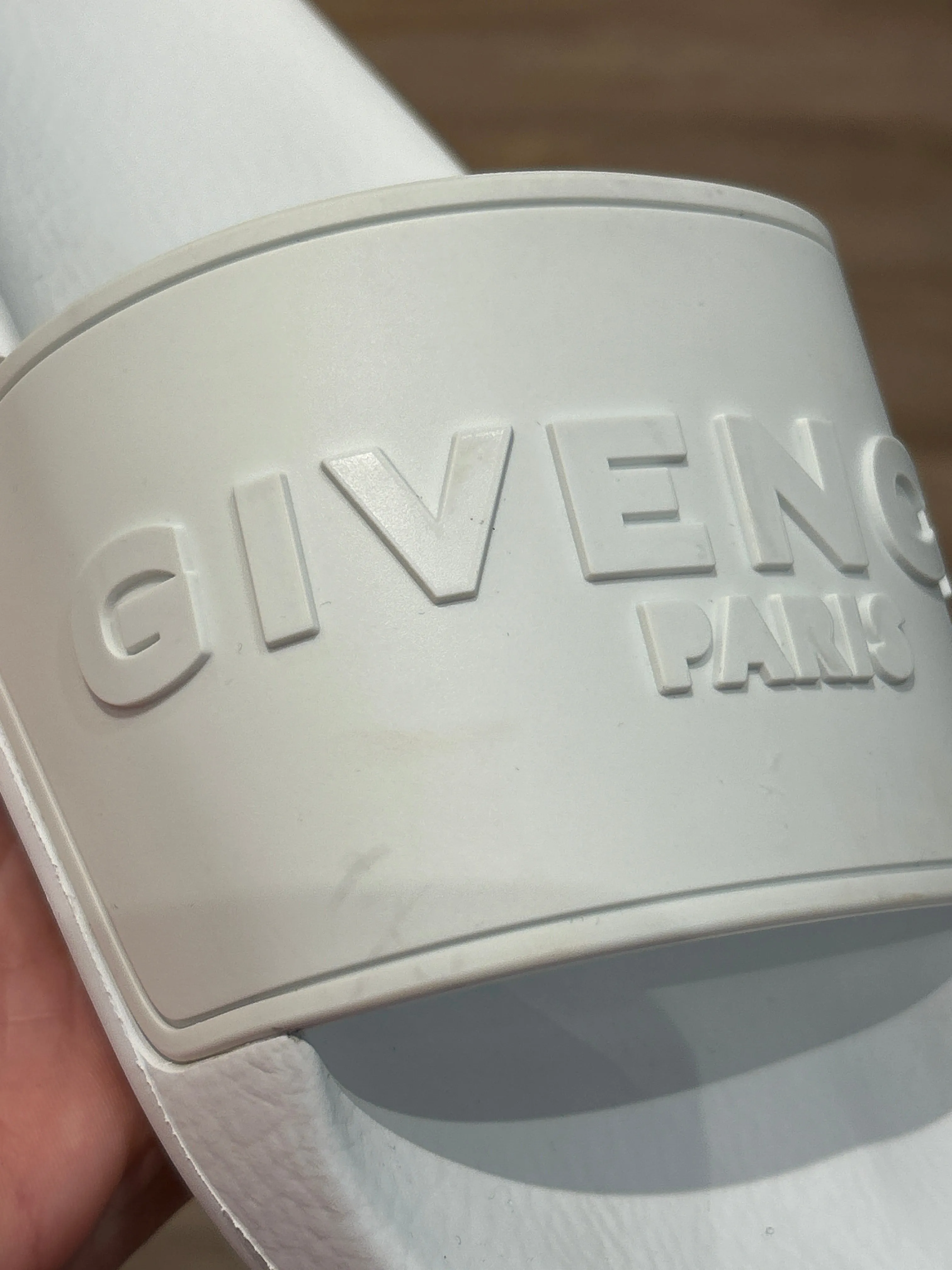 Givenchy Shoes, White Logo Slides (size 40)