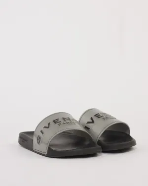 Givenchy Silver Metallic Logo Pool Slides - 39