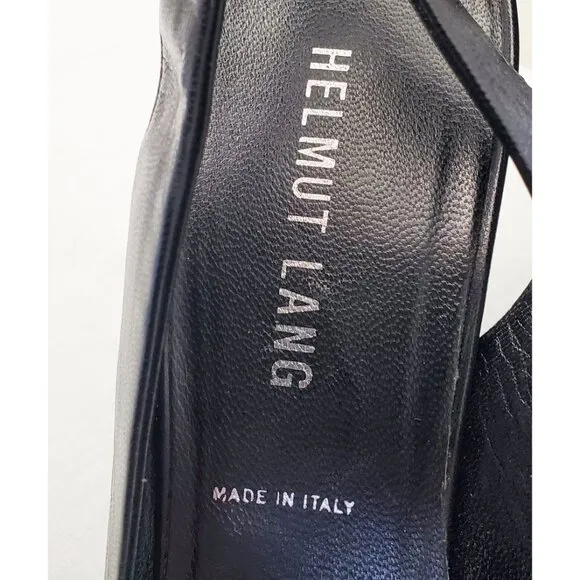 Helmut Lang Womens Slingback Heels Point Toe Pumps Stilello Black Leather 36