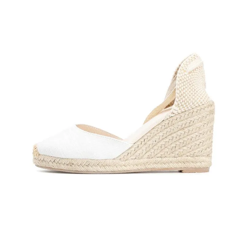 Hemp Rope Straw Sandals Sponge Cake Thick-soled Wedges With Baotou Linen